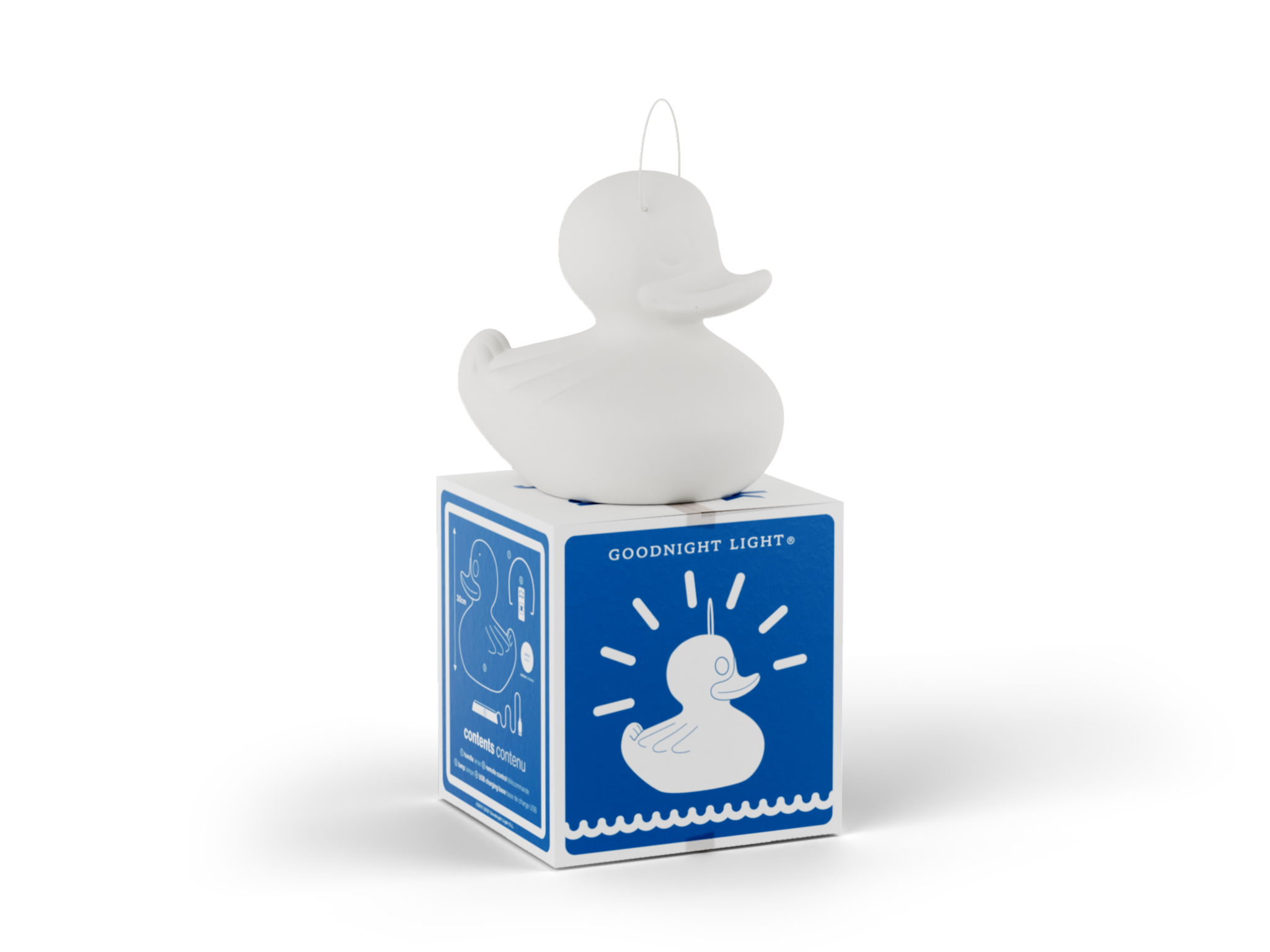 Child-safe white floating duck night light by Goodnight Light for kids pool