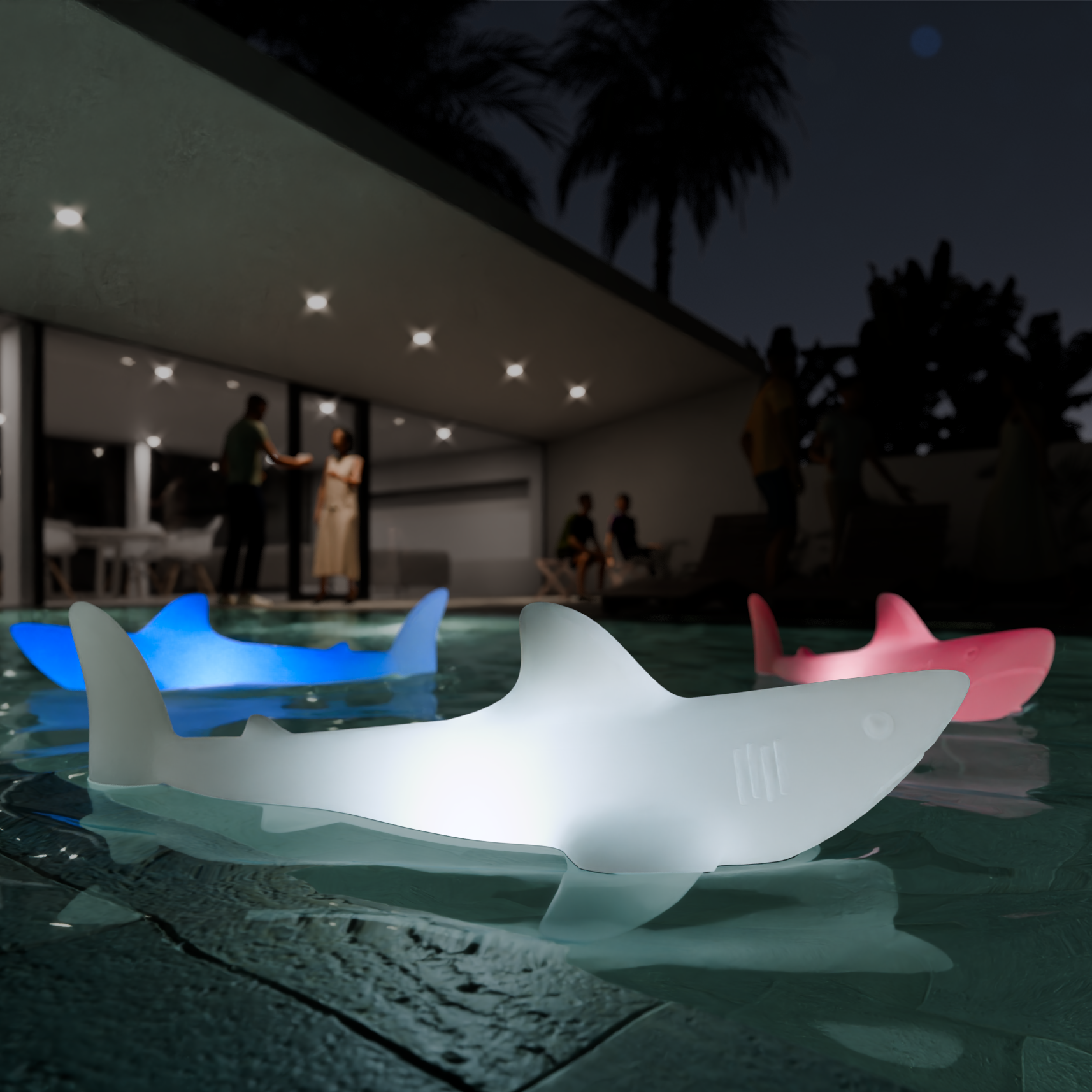 Goodnight Light blue Big Shark Pool Party night light for kids
