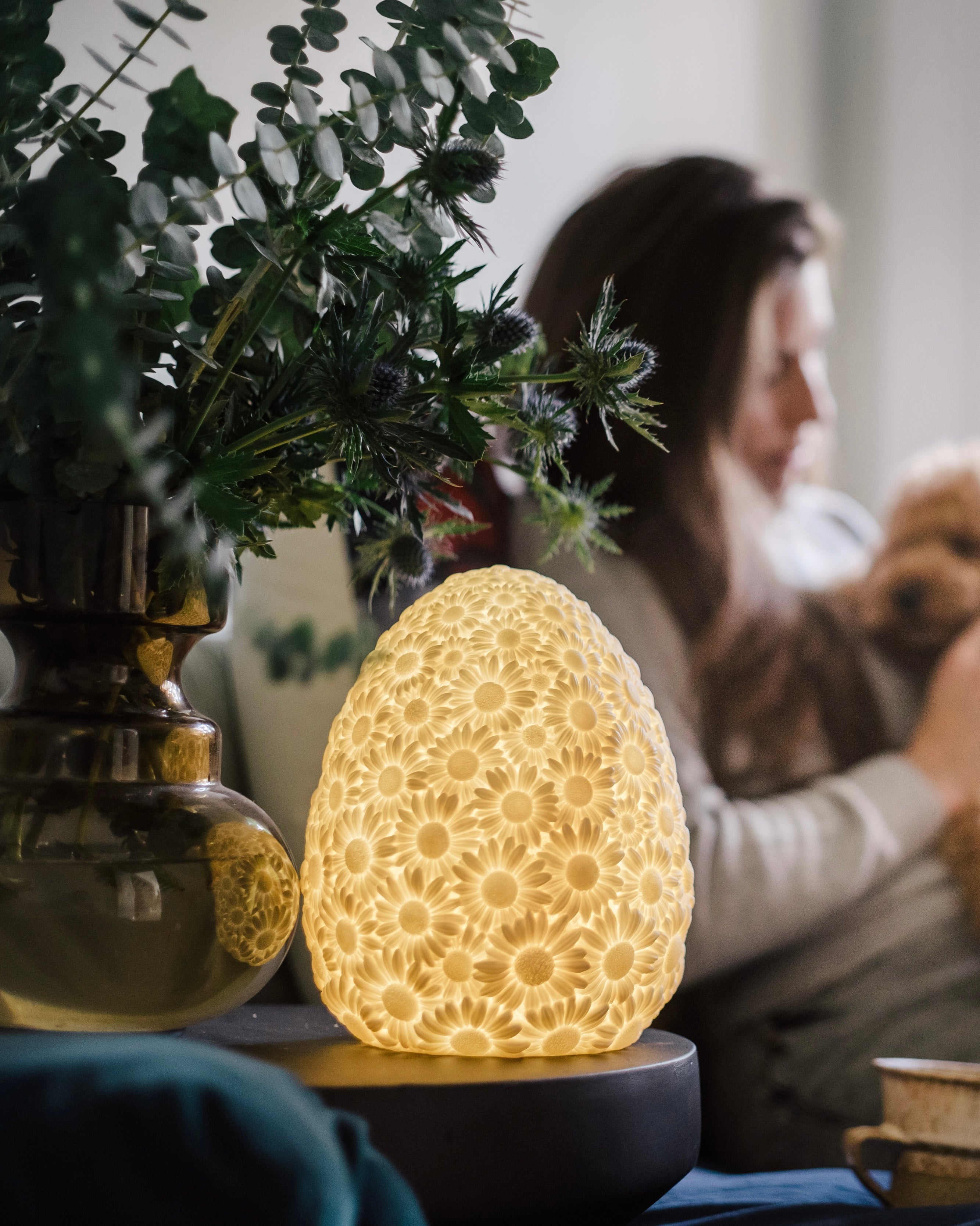 Indoor ivory daisy night light by Goodnight Light for children's room